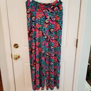 Tracy Negoshian Womens XL Wide Leg Slinky Palazzo Pants Colorful Wearable Art